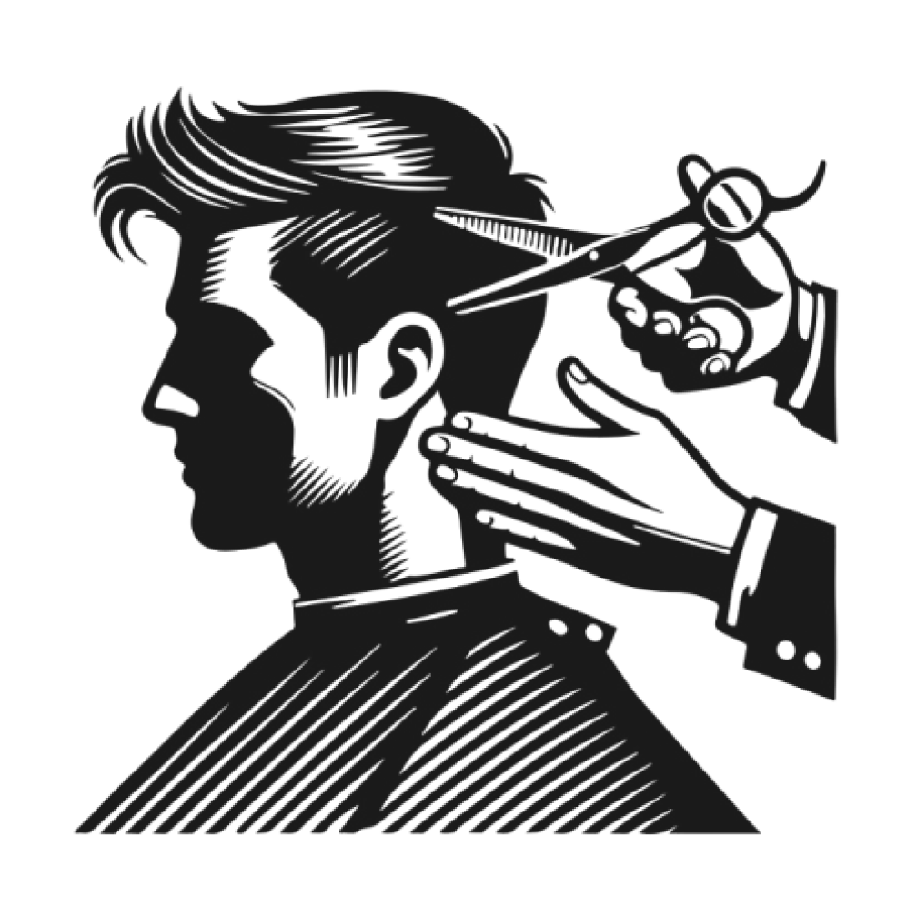 Ilustração de barbeiro cortando cabelo